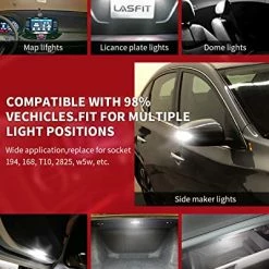 Best Sale ???? 194 168 2825 W5W LED Bulb White Canbus Error Free, T10 LED Bulbs 400LM 6000K Super Bright For Dome Map License Plate Trunk Cargo Lights (2-Pack) ???? -SYX MOTO store 51eYREdwpUL
