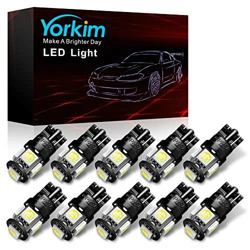 Promo ???? 194 LED Bulbs White 6000k Super Bright 5th Generation, T10 LED Bulbs, 168 LED Bulb For Car Interior Dome Map Door Courtesy License Plate Lights W5W 2825, Pack Of 10 ???? 3 Promo ???? 194 LED Bulbs White 6000k Super Bright 5th Generation, T10 LED Bulbs, 168 LED Bulb For Car Interior Dome Map Door Courtesy License Plate Lights W5W 2825, Pack Of 10 ????
