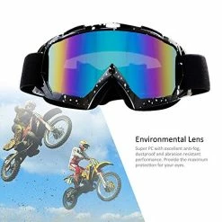 Coupon ???? Motorcycle Goggles Dirt Bike Goggles Motocross Goggles Windproof ATV Goggles Dustproof Racing GogglesScratch Resistant Ski Goggles Protective Safety Glasses PU Resin (Black Frame+Color Lens) ❤️ -SYX MOTO store 51oIaCqZACL