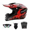 Best reviews of ???? Youth Kids Motocross Helmet, Lightweight ATV Dirt Bike BMX 4-Wheeler MX Off-Road Motorcycle Helmet W/Gloves Goggles Mask, DOT Approved Red Blac ????