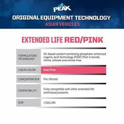 Flash Sale ???? PEAK OET Extended Life Red/Pink 50/50 Prediluted Antifreeze/Coolant For Asian Vehicles, 1 Gal ???? -SYX MOTO store 51vTi3NzJaL