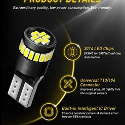 Hot Sale ???? 194 LED Bulbs 168 175 2825 W5W T10 24-SMD 3014 Chipsets 6000K White For Car Dome Map Door Dash Instrument Courtesy License Plate Lights Pack Of 2 Brilliant Red ????